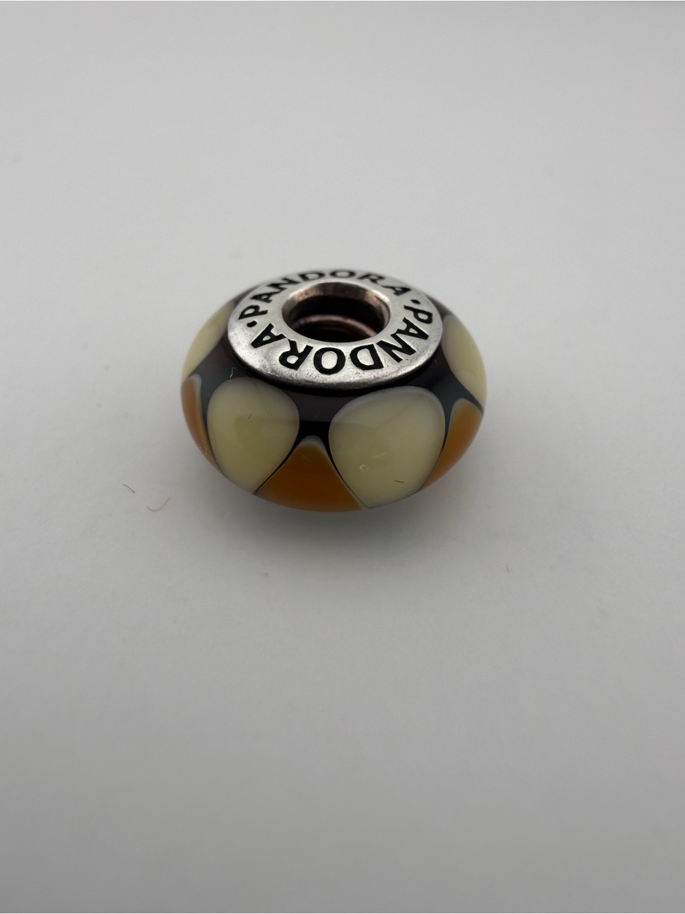 Pandora Amber and cream Murano Glass Charm Bead